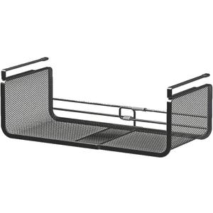 Expandable Under Shelf Basket Organizer, Under Shelf Storage, Hanging Baskets Under Cabinet for Pantry Kitchen Cupboard Desk Counter Bookshelf Space Saver Heavy Duty Slide-in (Black, 1 Pack)