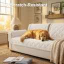 Smiry Fuzzy Couch Cover for Dogs, Non Slip Washable Pet Sofa Cover, Scratch Proof Hair Resistant Plush Sofa Slipcover, Pet Friendly Couch Cushion Protector for Cat, White, 27.6" x 88"