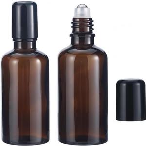 GORGECRAFT 2Pcs Amber Glass Roller Bottles 50ml Essential Oil Roller Bottles Empty Reusable Deodorant Bottle Roll-on Containers Leak-Proof Refillable Sample Pots for Travel Cosmetics Perfume