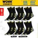 SOXCO WORK Socks for Men Crew Length Black Socks 6 Pairs, US 13-15
