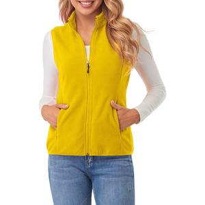 Fuinloth Women's Fleece Vest, Polar Soft Sleeveless Classic Fit with Zip up Pockets (Yellow, XXL)