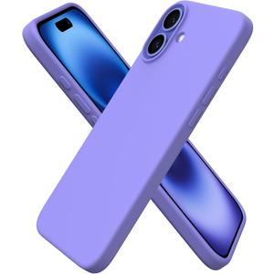 ORNARTO Compatible with iPhone 16 Plus Case 6.7, Slim Liquid Silicone 3 Layers Full Covered Soft Gel Rubber Phone Case Protective Cover 6.7 Inch, Periwinkle