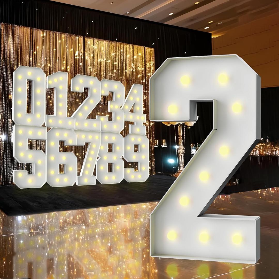 3FT Marquee Light Up Number,Marquee Numbers 3 Feet Tall, Large Led Sign for Baby Shower,Party,Birthday Decorations,Graduation,Prom(Number 2)