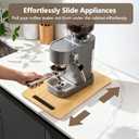 Fullin 360Appliance Slider, Bamboo Sliding Tray for Coffee Maker, Appliance Sliding for Kitchen Appliances Countertop Slides Easily from Under The Cabinet Rolling Tray with 360Rotation Rubber Wheels