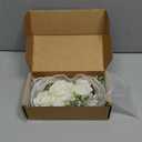 Fnize White Wrist Corsage and Boutonniere Set for Bride Groom Bridesmaids Groomsmen Wedding Homecoming Flowers Prom Suit Accessories, Rose Boutonniere and Corsage Wristlet Flower