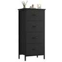 Sweetcrispy Dresser for Bedroom, 4 Drawer Storage Cabinet, Tall Nightstand Small Fabric Black Dresser for Closet, Chest of Drawers, Closet Organizer, Home Furniture, Sturdy Frame 11.8"D x 17.7"W x 37.5"H