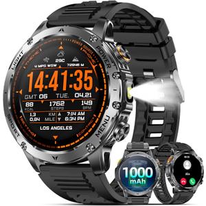 Military Smart Watches for Men (Answer/Make Calls), Smart Watch with 100-Days Extra-Long Battery, IP68 Waterproof, Heart Rate/Sleep Monitor 100+ Sport Modes 1.7 Fitness Watch for Android/iPhone