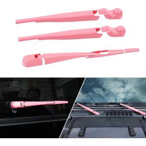 Front & Rear Window Windshield Wiper Arm Blade Decoration Cover Kit Fit for 2018-2024 Jeep Wrangler JL JLU & Gladiator JT (Pink)