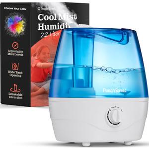 Cool Mist Humidifiers for Bedroom - 2.2L Water Tank, Baby, Office, Quiet Ultrasonic Air Vaporizer, Adjustable Mist Level, 360 Nozzle Rotation, Auto-Shut Off, Large Area Humidifier Easy Fill and Clean (Blue)