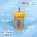 Nuby Thirsty Kids Super Sipper No-Spill Toddler Cup with 360 Silicone Valve & Swivel Straw - (2 Pack) 14 oz - Leak-Resistant with Easy Clean Design - Animals & Space