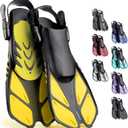 CAPAS Snorkel Fins, Swim Fins Travel Size Short Adjustable for Snorkeling Diving Adult Men Women Kids Open Heel Swimming Flippers (L/XL (US Men 9-13 / Women 10-14), Yellow)