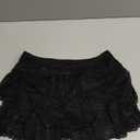 Navneet Women Sexy Y2K Sheer Lace Ruffle Mini Skirt Low Rise Mesh Ruffle Shorts Micro Skirt Coquette Going Out (Black) XS