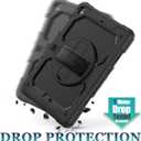SEYMAC stock Case for iPad 9th/ 8th/ 7th Generation 10.2'', Shockproof with Screen Protector, Pencil Holder [360 Rotating Hand Strap] & Stand, for iPad 10.2 inch 2021-2019 (Black)
