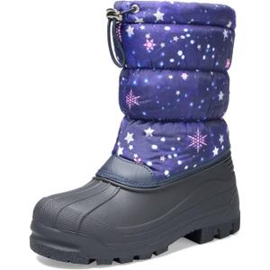K KomForme Snow Boots for Boys & Girls Warm Waterproof Slip Resistant Winter Shoes (Toddler/Little Kid/Big Kid) (Purple-Star)