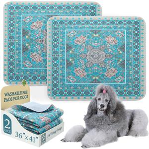 Homimp Washable Pee Pads for Dogs, 2 Pack Reusable Puppy Pads Waterproof, Absorbent and Leakproof Dog Pee Pads, Non Slip Puppy Training Pads, Pet Mat for Floor, Crate, Couch, Whelping,Blue 36"x41"