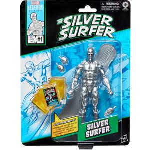 Marvel Legends Series Silver Surfer, Silver Surfer #1 (1968) and Fantastic Four Comics-Inspired Collectible 6-Inch Scale Action Figure with Character-Sized Comic Accessory