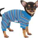 LOPHIPETS Dog Pajama Onesie for Small Teacup Chihuahua Yorkie Puppy Cat Clothes Apparel-Blue/XS