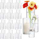 48 Pack Thick Glass Cylinder Vases 4,6,9,12 Inch Tall Clear Flower Vase Hurricane Floating Candle Holder for Table Centerpiece Wedding Home Decor