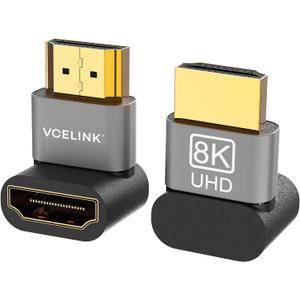 VCELINK HDMI Right Angle Adapter 8K@60Hz, 90 Degree HDMI Adapter Male to Female, HDMI 2.1 Cable with 4K@120Hz, HDR, eARC for for HDTV Switch Laptop PS4 PS5 Xbox, 2-Pack