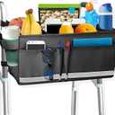 Aliseniors Walker Basket Walker Accessories for Folding Walker with Water Cup Holder - Multi Pockets Basket for Walker for Seniors - Big Capacity & Never Tipping Over Walker Bag (Black)