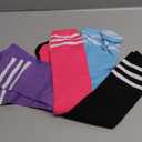 Zando 4 Pairs Kids Soccer Socks Baseball Softball Youth Athletic Boys Girls Knee High Socks (10-12 Years, Blue/Purple/Pink Black)