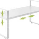 Across-Star Expandable Cabinet Shelf Organizer Rack, Stackable Kitchen Counter Storage Shelves Stand, Adjustable Height Pantry Shelf Spice Rack (White, 1 Pack)