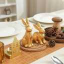 AOMOONOA Gold Bunny Decor, Easter Bunny Figurines Set of 2, Small Rabbit Decor with Metallic Rough Finish, Resin Bunnies for Spring Table Centerpiece, Elegant Home, Mantle Shelf Decor