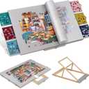 Tektalk Flannelette Covered Jigsaw Puzzle Table with Integrated Adjustable Stand & Cover, 3-Tilting-Angle Wooden Plateau Portable Puzzle Board with 6 Sorting Drawers, for Up to 1500 Pieces - Gray