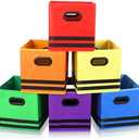 6 Pack 11 Inch Colorful Fabric Storage Bins Pencil Cube Classroom Cubby Organizer Basket Bins with Handles Back to School Supplies for Daycare Elementary Nursery