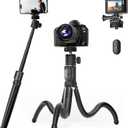 UBeesize Extendable Phone Tripod, Flexible Tripods with Remote, 3 in 1 Selfie Stick with Gopro Mount, iPhone Stand for Recording, Volgging, Live Streaming Fit for Cell Phones, Canon Sony Cameras