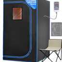 SereneLife Portable Sauna Box for Home, Infrared Sauna Tent with Heated Foot Pad and Folding Chair, Remote Control In-Home Spa, 35" x 71" - inch (Black)
