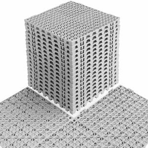 MAXWAVE 18 Pack 12" x 12" Modular Interlocking Floor Mats, Soft PVC Non-Slip Drainage Tiles, Splicing Rubber Cushion Flooring for Deck, Shower, Pool, Basement, Shed, Indoor and Outdoor Use (Grey)