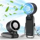 PlayHot Portable Handheld Turbo Fan with Ice Cooling, Rechargeable Personal Fan, Up tp 12Hrs Cooling, 5 Speed 25550RPM Powerful Portable Fan for Travel, Outdoor, Camping, Hiking (Black)