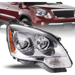 AutoGlow Headlight Assembly Compatible with 2007-2012 GMC Acadia Replacement Headlamp Passenger Right Side