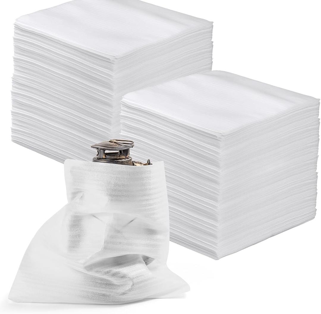 100 Pack Foam Pouches 8x8 Inch, Cushion Foam Wrap Pouches Protect for Fragile Item, Foam Packing Pouches for Mugs,Cups,Glasses,Dishes, Plate Packing Sleeves for Moving, Storage, Packing Supplies