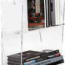 Mouchoi Acrylic Bookcase, Corner Bookshelf, Acrylic Tabletop Display Shelf, Modern Clear Display Stand, Sturdy Storage Shelf, 2 Tier