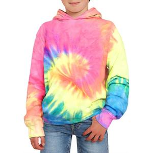 GAMISOTE Unisex Kids Tie Dye Sweatshirt Boys Girls Hooded Kangaroo Pocket Pullover Hoodies (5-6 Years, Red-yellow)