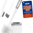 Holaloha Toilet Brush and Holder Set with Crevice Brush for Toilet Bowl and Bathroom Cleaning, White