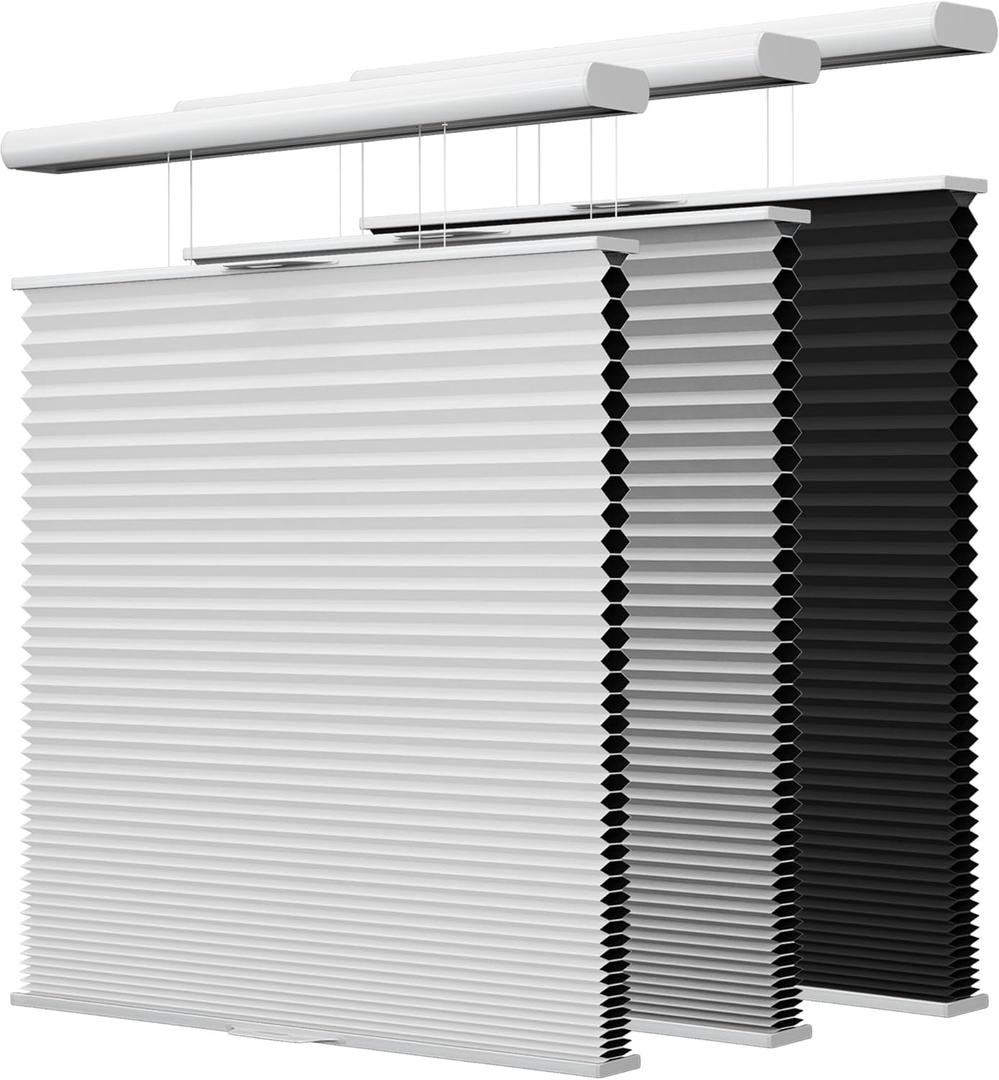 Top Down Bottom Up Cellular Shades, Cordless Blackout TDBU Honeycomb Blinds with Thermal Insulated, Noise Reduction, Room Darkening Cellular Blinds for Home, Office Indoor Window, White, Custom Size