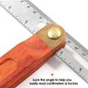 9 Inch T-Bevel Angle Finder Sliding Gauge, Adjustable Ruler Protractor with Hardwood Handle, Metric Marks