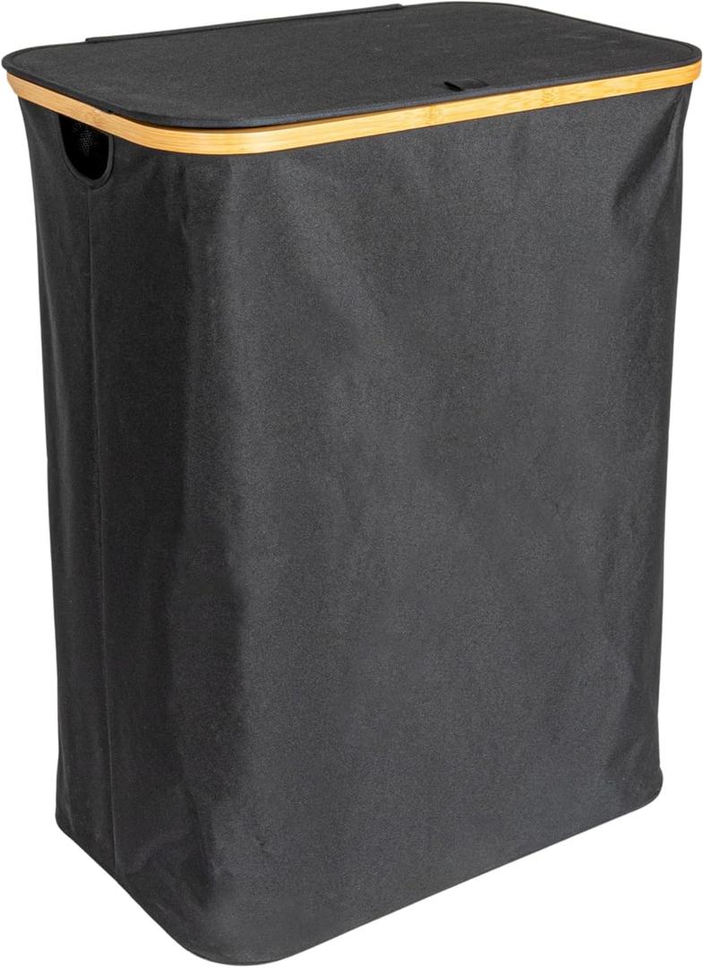 Household Essentials Sleek Laundry Hamper with Dual Mesh Liners and Lid, Black