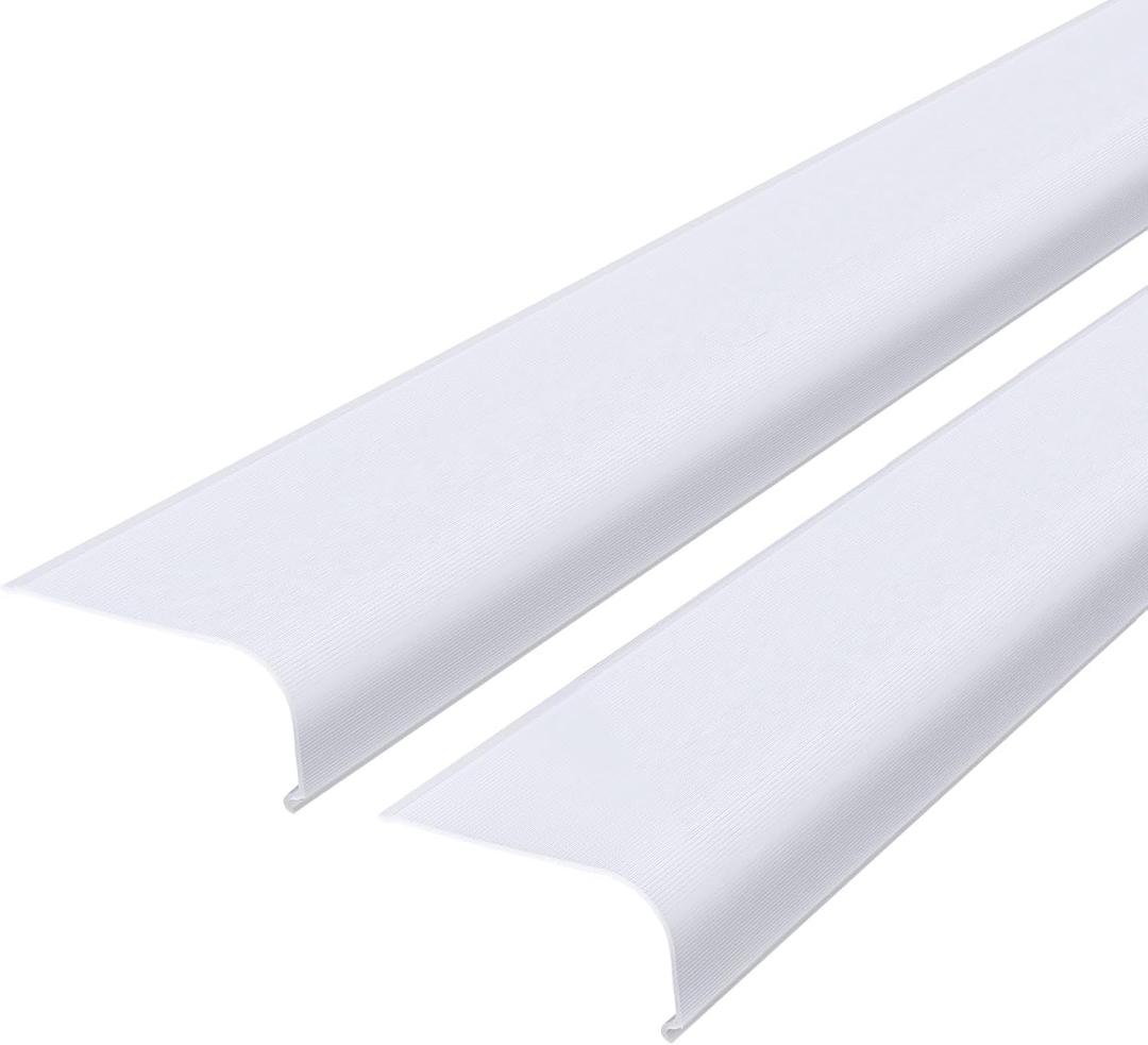 Retisee 2 Pcs 24" Under Cabinet Light Cover Replacement White Ribbed Acrylic Lens Diffuser Low Profile for Under Counter Fluorescent Light Fixture Kitchen Bathroom Vanity, 2-3/4"W x 1-3/8"H(Curved)