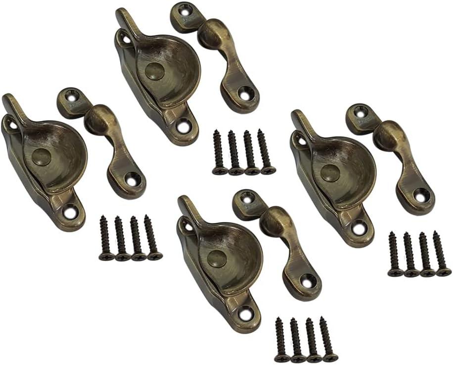 QCAA Forged Brass Sash Lock in Solid Brass, CTC 2", Brushed Antique Brass, 4 Pack