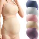 Mama Plus Women's Over Bump Maternity Underwear High Waist Seamless Pregnancy Briefs Nylon Panties Multi-Pack (X-Large)