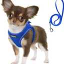 Fida Comfy Dog Harness with Leash, Soft Puppy Vest Escape Proof, Breathable Lightweight Soft Mesh, Adjustable Reflective Step-in Harness for Cat & Extra-Small Pet (XS, Blue) (XS (Neck:12.2"-13"; Girth:14.2"-16.1"))