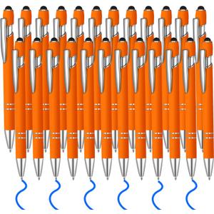 24 Pcs Blue Ink Ballpoint Pen with Stylus Tip 2 in 1 Ballpoint Pen 1.0 mm Blue Ink Metal Stylus Pen for Touch Screens Coworkers, Family, Colleagues, Office (Orange) 24 Pcs Blue Ink Ballpoint Pen with Stylus Tip 2 in 1 Ballpoint Pen 1.0 mm Blue Ink Metal Stylus Pen for Touch Screens Coworkers, Family, Colleagues, Office (Orange)