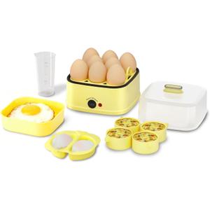 8-in-1 Electric Egg Cooker, Rapid Egg Boiler for Hard, Soft & Poached Eggs, Egg Bite Maker, Auto Shut-Off, 8 Egg Capacity, Breakfast Maker for Meal Prep, Apartment, Office, Dishwasher Safe