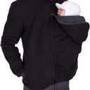 amropi Mens Kangaroo Jacket for Dad and Baby Carrier Hoodie Pullover Sweatshirt (Black, L)