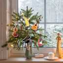40 Pcs Music Christmas Ornaments Wooden Guitar Grand Piano Violin Saxophone Drum Instrument Gifts Xmas Tree Hanging Decorations for Christmas Birthday Music Party Home Decor Supplies