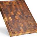 SHUMARU Teak Wood End-Grain Cutting Board  17x13x1.5 Butcher Block | Handmade in Bali - Silky-Smooth, Juice Groove, KnifeFriendly, Ergonomic Grips & NonSlip Feet